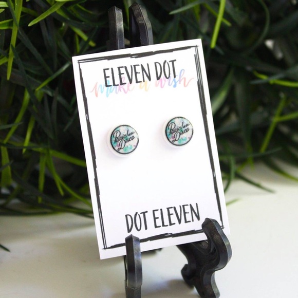 Panic at the Disco Floral Mint Green Stud Earrings - Picture 1 of 7